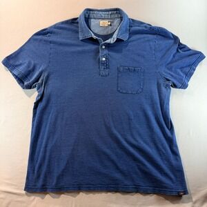 Faherty Blue Short Sleeve Polo Shirt Men's XL Casual Pocket Tee